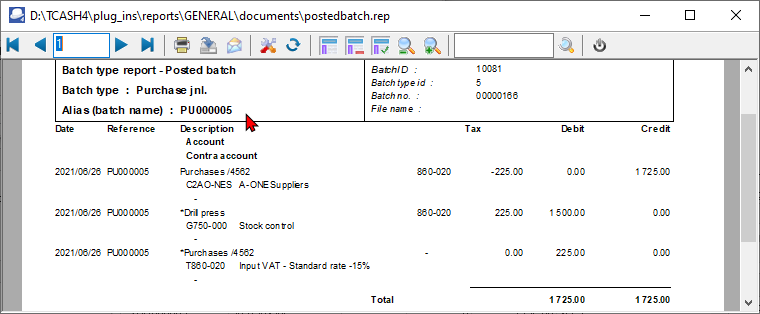 TurboCASH4 - Creditor account - Transactions tab - print transactions