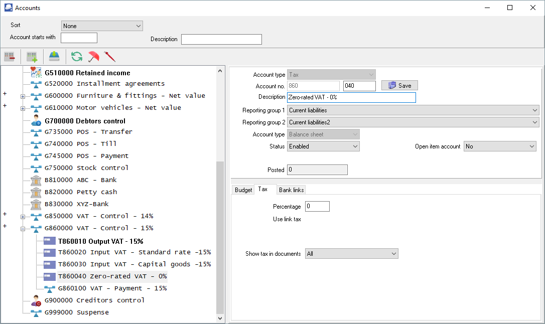 TurboCASH4 - Edit Tax (VAT/GST/Sales tax accounts