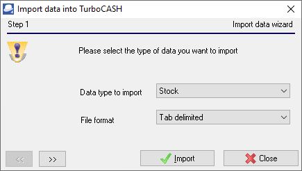 TurboCASH4 - Import stock items