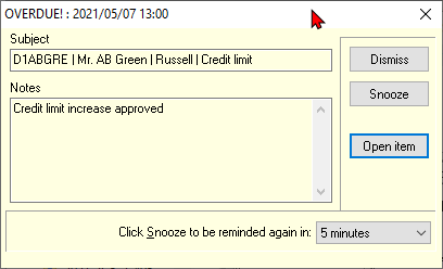 TurboCASH4 Calendar reminders