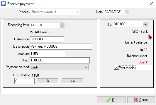 TurboCASH4 Open item receive payment