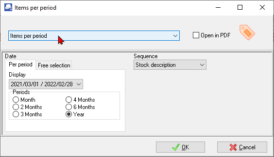 TurboCASH4 - Purchase items per period report options