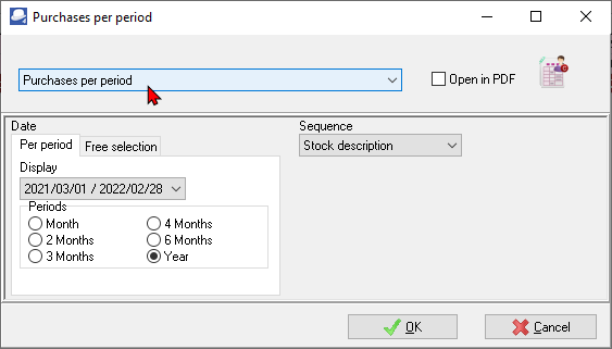 TurboCASH4 - Purchases per period report options