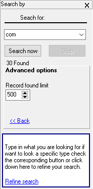 TurboCASH4 - Search advanced options