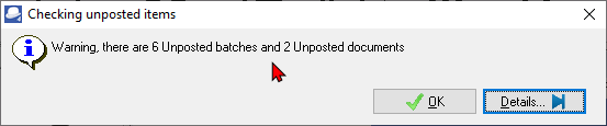 TurboCASH4 Checking for unposted items
